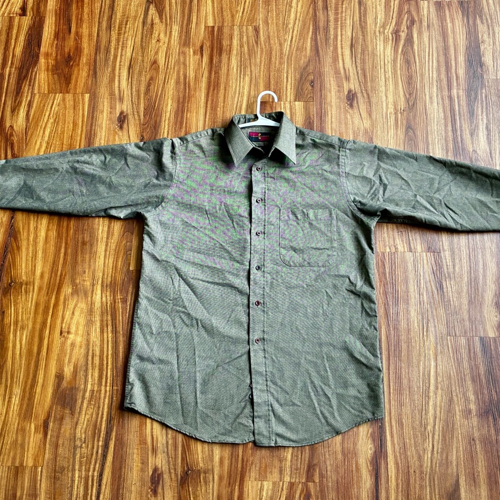 Olive Green Men's Casual Button Down Shirt
